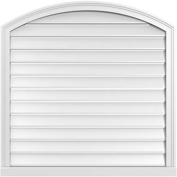 Ekena Millwork 36 in. x 42 in. Arch Top Surface Mount PVC Gable Vent: Decorative with Brickmould Sill Frame
