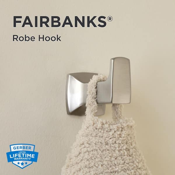 Fairbanks J-Hook Robe/ Towel Bath Hook in Brushed Nickel