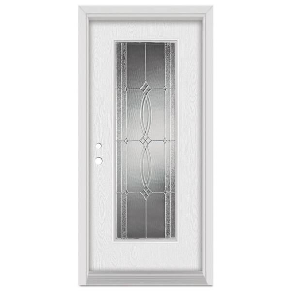 Stanley Doors 36 in. x 80 in. Diamanti Classic Right-Hand Full Lite Zinc Finished Fiberglass Oak Woodgrain Prehung Front Door