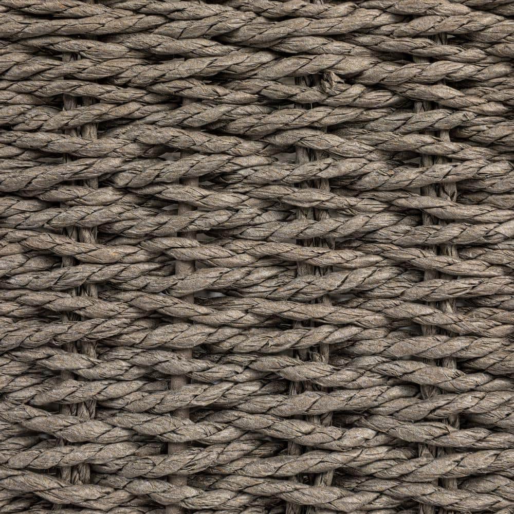 Gray Seagrass Square Basket with Stainless Steel Handles