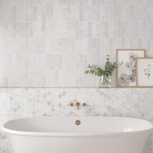 Monet Rectangle 2 in. x 8 in. Honed Oriental White Marble Mosaic Tile (4.44 sq. ft./Case)