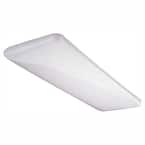 2-Light White Fluorescent Wraparound Steel Ceiling Fixture with White Euro-Style Acrylic Lens