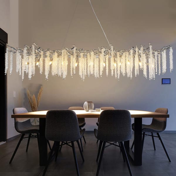 20-Light Silver Chandelier, Luxury Flush Mount Chandelier with K9 Crystal, for Dining Room, Living Room, Kitchen