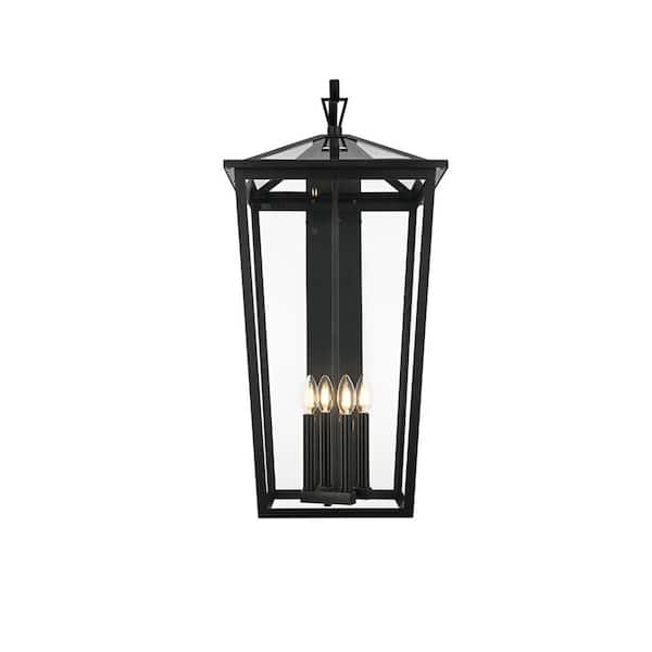 33 in. Black Outdoor Hardwired Wall Sconce with No Bulbs Included