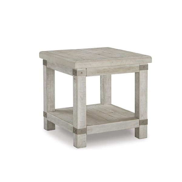 Signature DESIGN BY ASHLEY Carynhurst 24 in. Gray Rectangle Wood End Table with USB Ports and Outlets