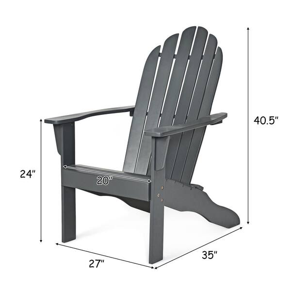 Costway Natural Reclining Acacia Wood Outdoor Adirondack Chair Durable Patio Garden Furniture Op70302gr The Home Depot