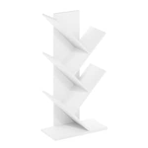 30.32 in. Tall White Wood 5-Shelf Tree Bookcase