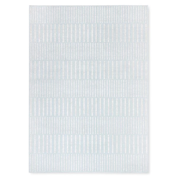 Poolside Off Stripe Blue/Ivory 5 ft. x 7 ft. Indoor Outdoor Area Rug