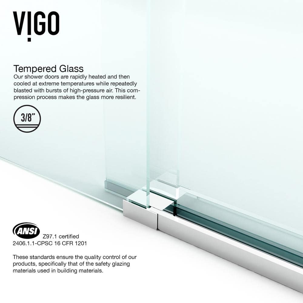 Winslow 48" Frameless Clear Glass Sliding Shower Enclosure with Black Hardware