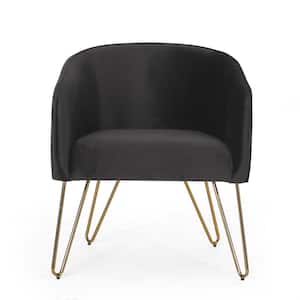 Fairborn Gold and Black Velvet Hairpin Leg Club Chair