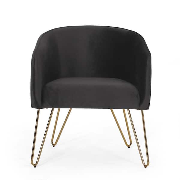 Noble House Fairborn Gold and Black Velvet Hairpin Leg Club Chair