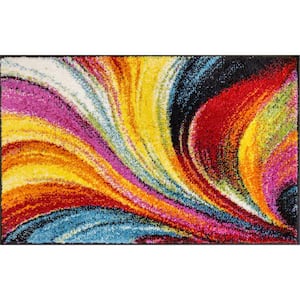 Viva Pleasure Multi Color Modern Abstract Lines 2 ft. x 3 ft. Doormat Accent Area Rug