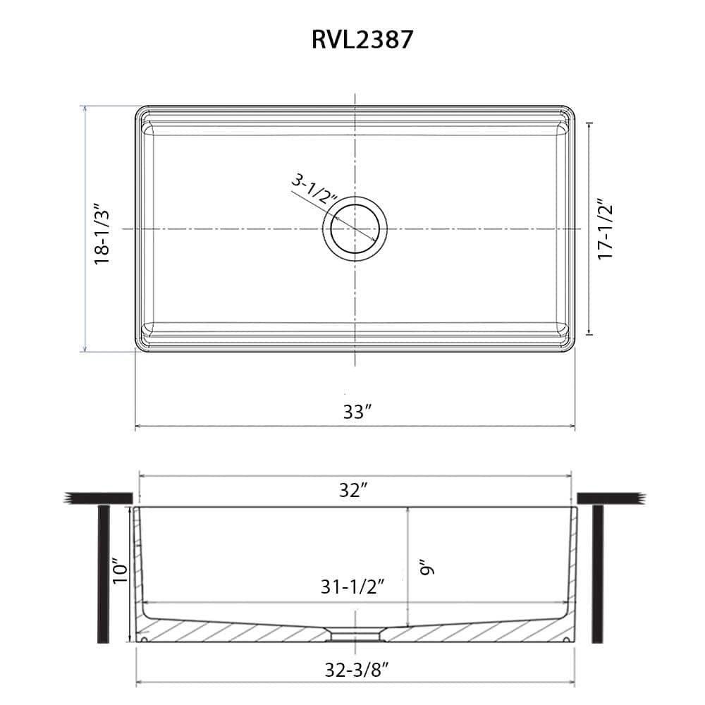 Ruvati 33" White Fireclay Farmhouse Workstation Kitchen Sink