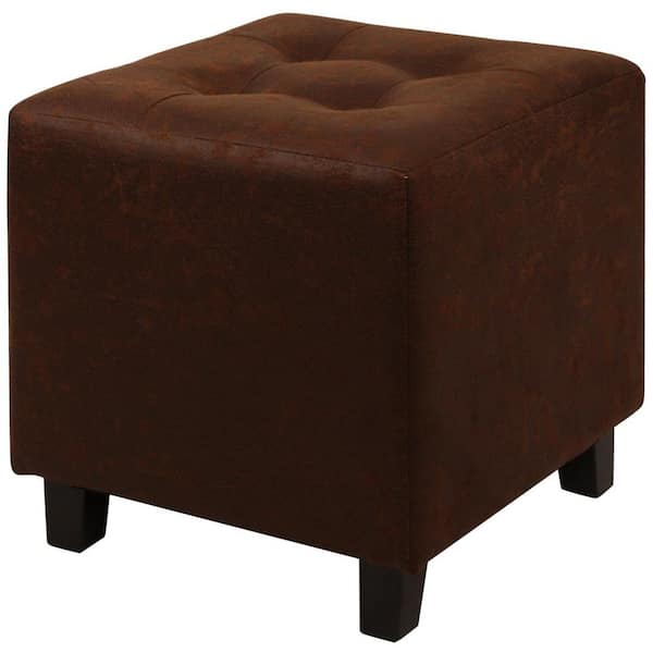 Unbranded Faux Leather Brown Ottoman Stool