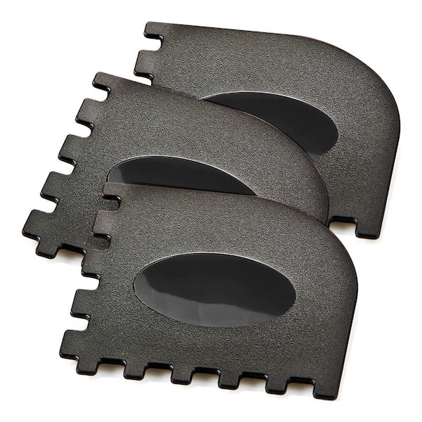 3 Piece Black Plastic Grill Pan Scraper Set Heavy Duty Polycarbonate Heat Resistant for Cast Iron Griddle Cleaner