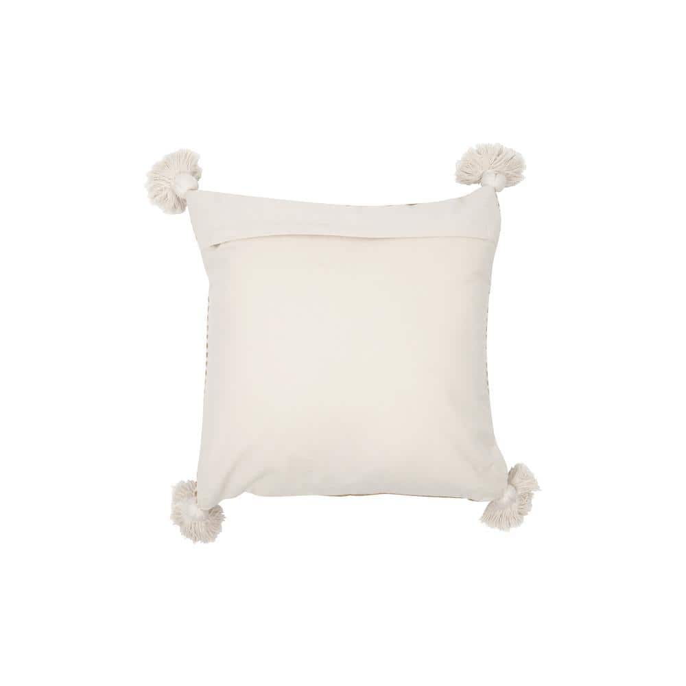 Plush Square Space-Themed Cotton Cushion with Mustard Tassels