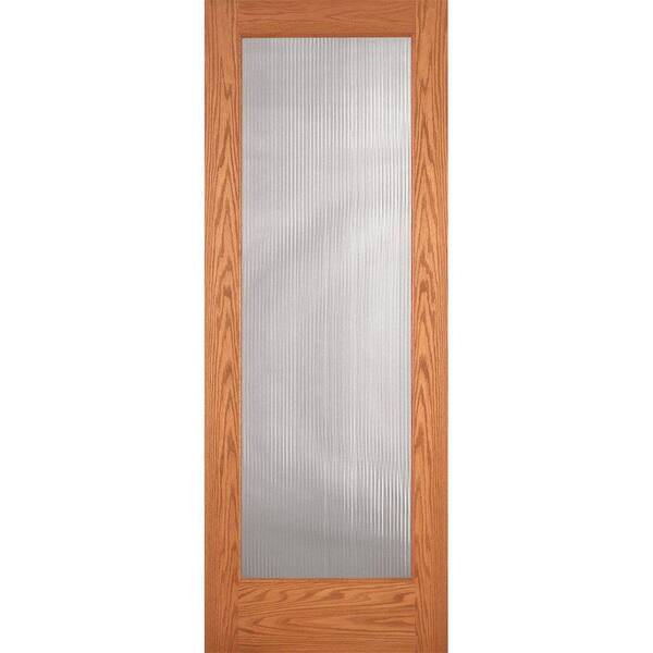 Feather River Doors 36 in. x 80 in. Reed Woodgrain 1 Lite Unfinished Oak Interior Door Slab