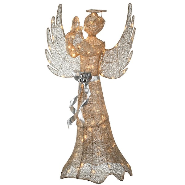 National Tree Company 53 in. Champagne Gold Praying Angel with LED ...