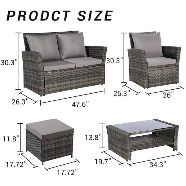 口コミ・レビュー評価が高いおすすめ人気商品の通販 Gray 6-Piece Wicker Patio Outdoor Sectional Set 邦楽