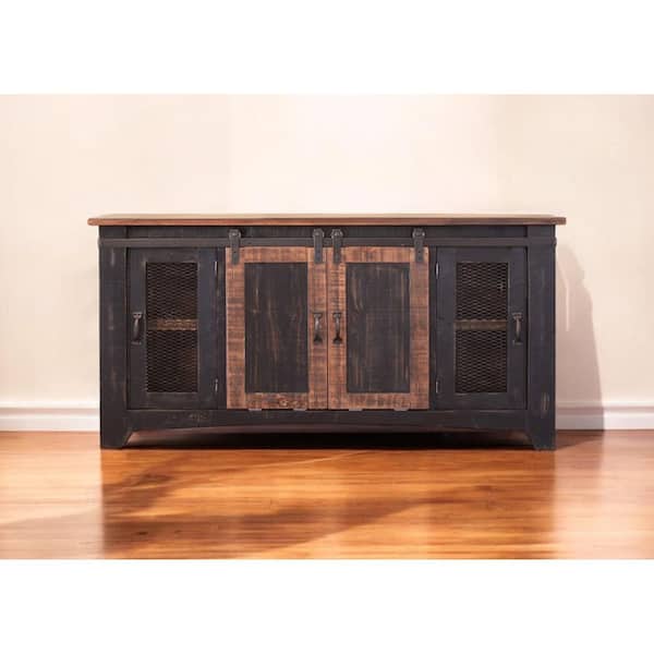 Black TV Stand Fits TV's up to 60 in. with Cabinet;Storage