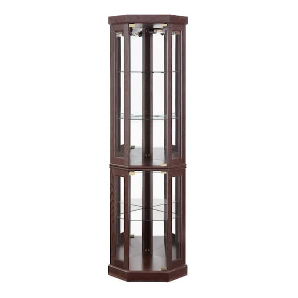 COWLOWN 15.31 in. W x 15.31 in. D x 69.84 in. H Bathroom Dark Brown Linen Cabinet