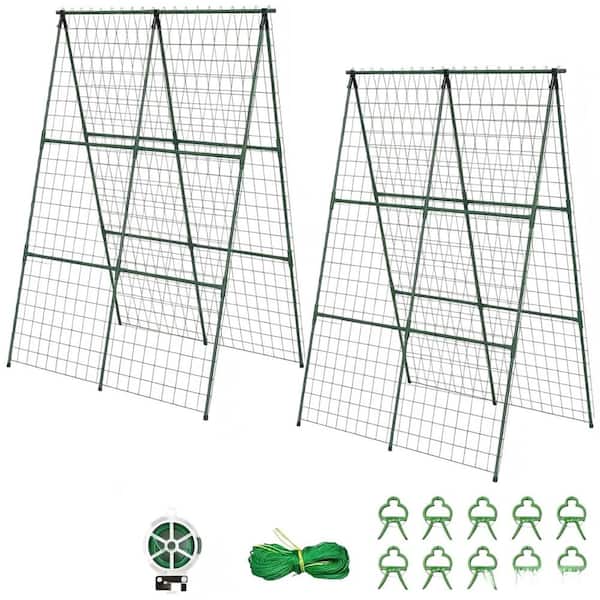 32" L x 48" H Cucumber Trellis A-Frame Plant Support Green 2 Pack