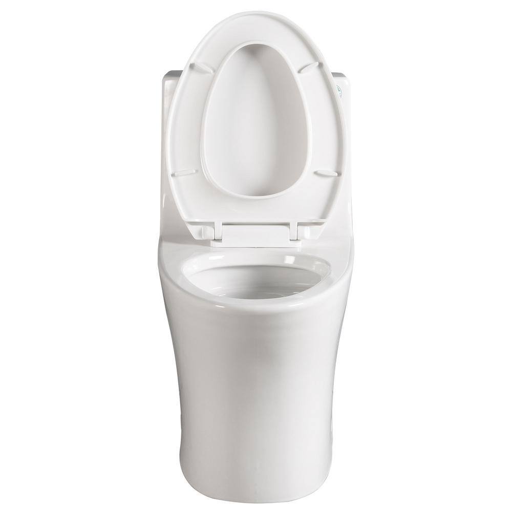 Glossy White Ceramic Dual Flush Elongated One-Piece Toilet