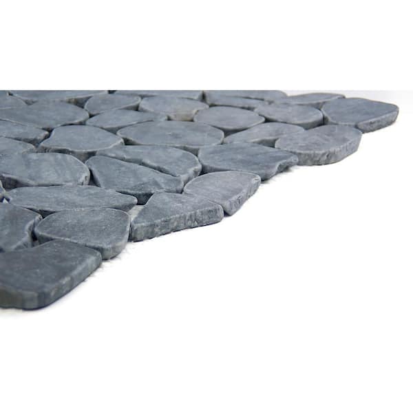 EMSER TILE Cultura Black 12 in. x 12 in. x 9 mm Pebbles Mesh