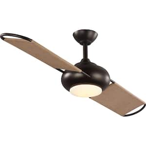 Edisto 54 in. Integrated LED Architectural Bronze Ceiling Fan with Light Kit