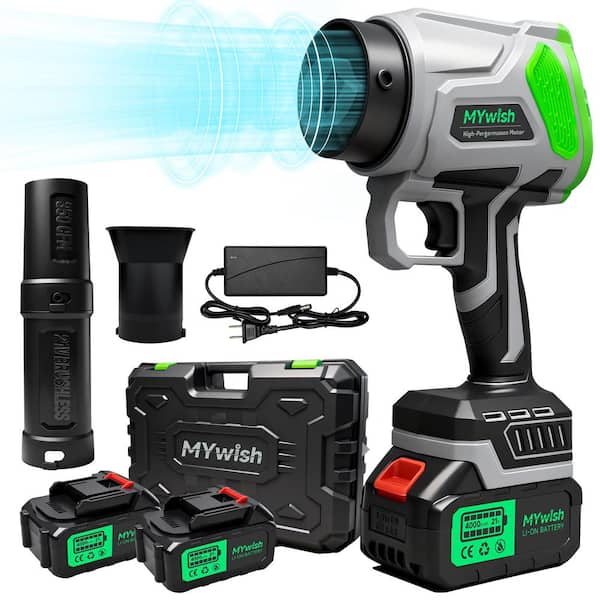 21-Volt 110 MPH 260 CFM Cordless Brushless Handheld Leaf Blower Kit with (2) 4.0Ah Batteries and 3-Nozzles