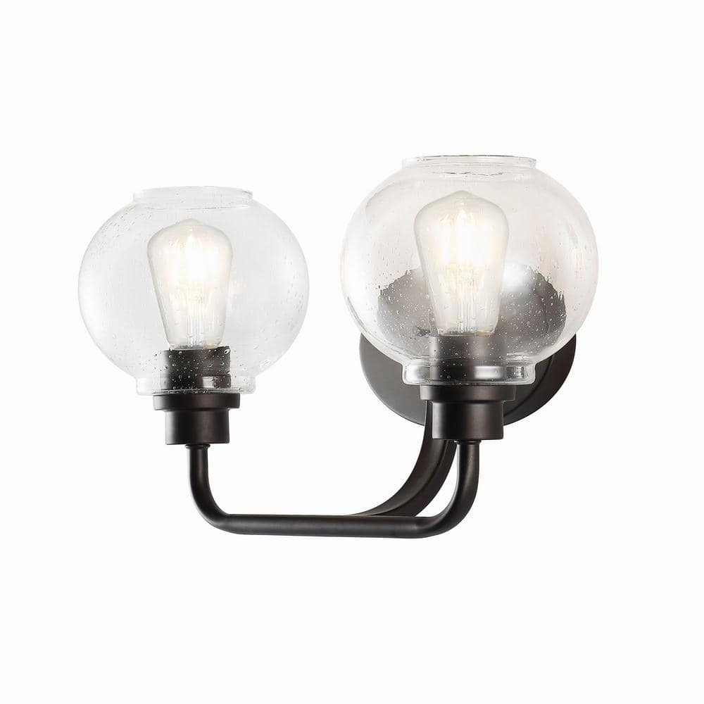 Sandrine French Country 17.5" Oil-Rubbed Bronze Vanity Light with Clear Seeded Glass