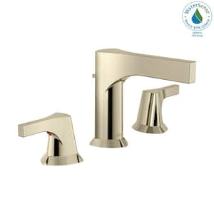Zura 8 in. Widespread 2-Handle Bathroom Faucet with Metal Drain Assembly in Polished Nickel