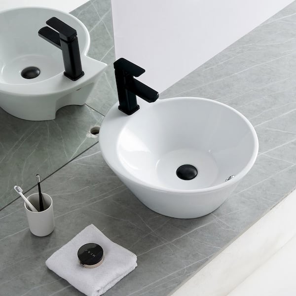 Maincraft 19.13 in. Topmount Bathroom Sink Basin in White Ceramic