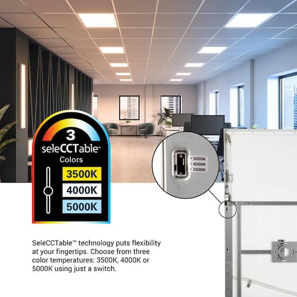 Metalux 1 ft. x 4 ft. Integrated LED Panel Light, Selectable 4800