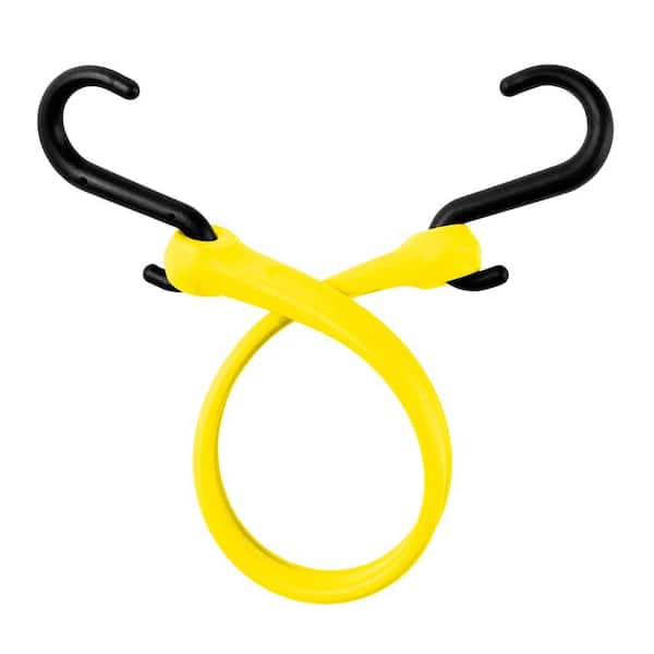 The Perfect Bungee 13 in. EZ-Stretch Polyurethane Bungee Strap with Nylon S-Hooks (Overall Length: 18 in.) in Yellow
