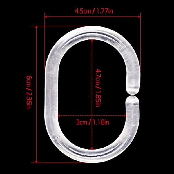 Shower Curtain Rings Clear/black/white C shaped Strong - Temu