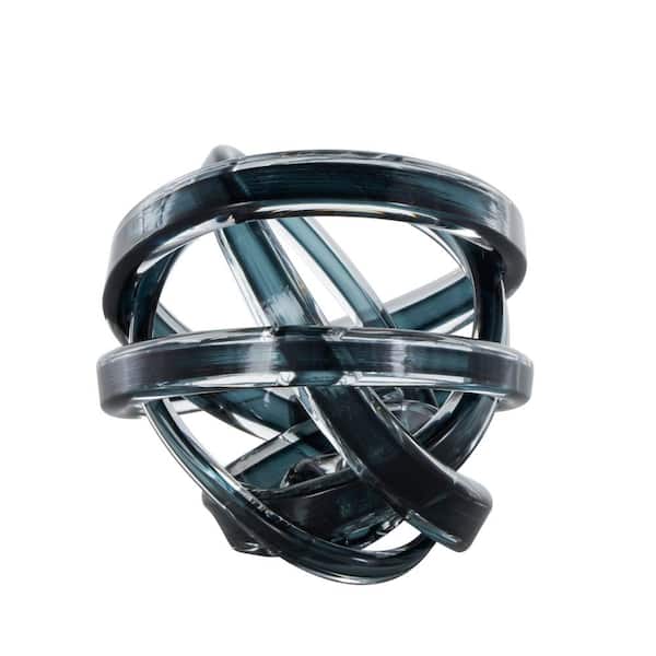Litton Lane Dark Blue Glass Brushed Ombre Twisted Knot Sculpture