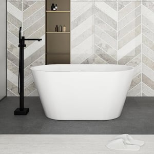 51 in. W. x 27.5 in. Acrylic Freestanding Flatbottom Soaking Bathtub in White