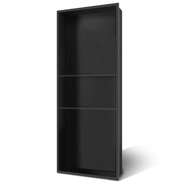 13 in. W x 31 in. H x 4 in. D Stainless Steel Triple Shower Niche Recessed Niche Shower for Bathroom in Matte Black