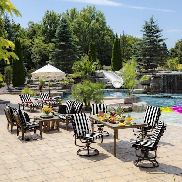 arden outdoor patio umbrellas Outsunny 15ft Dark Blue Double-Sided Umbrella, Rust-Resistant Steel & Polyester 4 sets of ties make sure your outdoor chair cushion stays firmly in place ARDEN Damask Outdoor Midback Chair