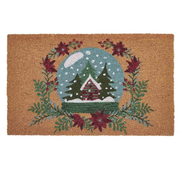 VCNY Home Snowglobe Multicolor 18 in. x 30 in. Coir Christmas Outdoor Doormat