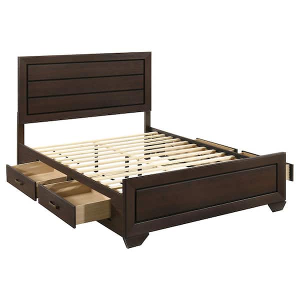 Coaster Kauffman Brown Wood Frame Queen Platform Bed with Drawers