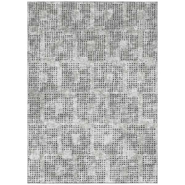 Addison Rugs Eleanor Gray 8 ft. x 10 ft. Geometric Indoor/Outdoor Washable Area Rug