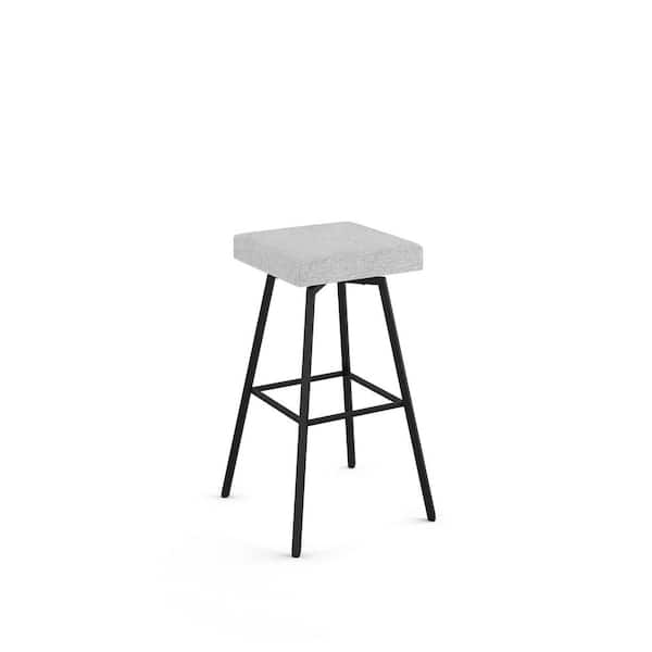 Amisco Robin 30" Grey White Polyester / Black Metal Swivel Bar Stool