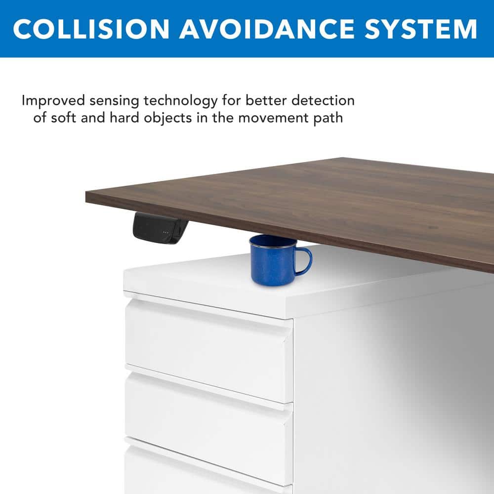 Adrift Brown Adjustable Height Sit-Standing Desk with Black Base