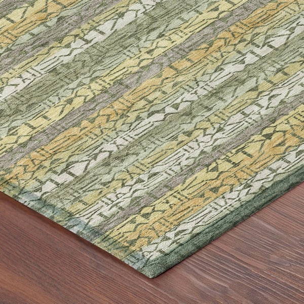 Chantille Machine Washable Indoor/Outdoor Abstract ACN2855 Sage 2 ft. x 7 ft. Runner Rug