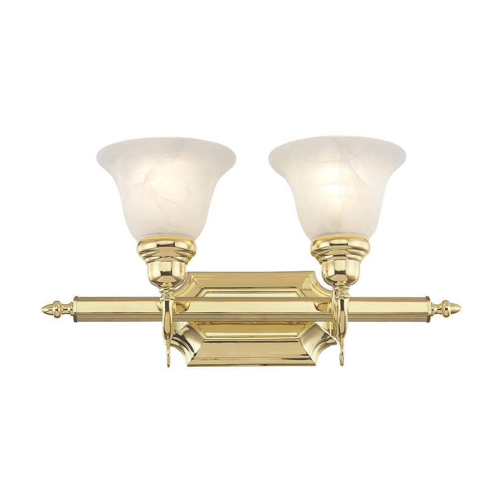 Polished Brass Traditional Bathroom Vanity Light with Bell Shades