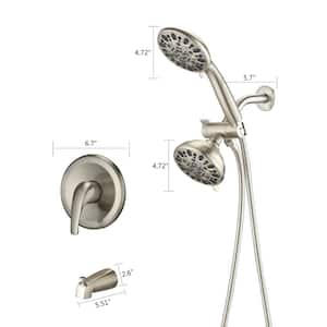 7-Spray Patterns with 1.8 GPM 4.72 in. Wall Mount with Fixed Shower Head Shower System in Brushed Nickel Valve Included