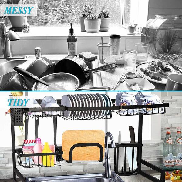 Stainless Steel Wrap Compact Dish Rack in Satin Gray - On Sale
