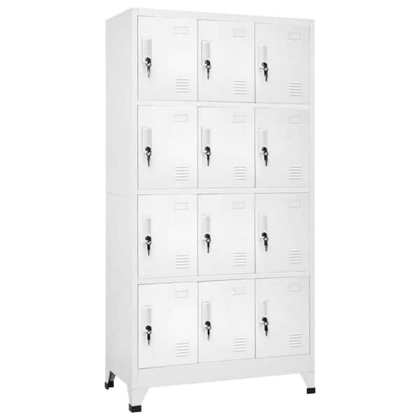 Rim Steel 12 Locker Cabinet with Storage Compartments in Slate Gray
